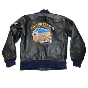 Vintage 2001 Harley Davidson Grand Canyon Leather Jacket XS Route 66 HOG